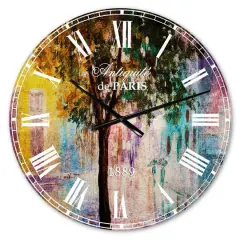 Designart 'Couple Walking In Rain French Country Wall Clock