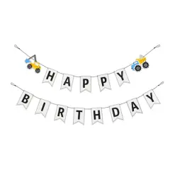 5ft. White Happy Birthday Construction Banner Set by Celebrate It&trade;