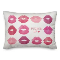 Pucker Up Watercolor Lips Throw Pillow
