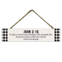 John 3:16 Buffalo Check 17" x 3.5" Outdoor/Indoor Hanging Sign