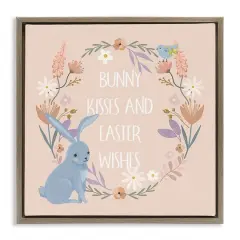 Stupell Industries Bunny Kisses Easter Wishes Floater Framed Art Brown