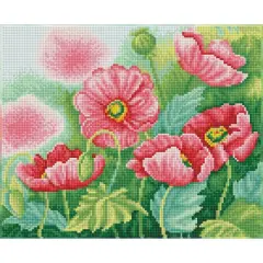 Diamond Dotz&reg; Intermediate Watercolor Poppies Pre-Framed Diamond Painting Kit