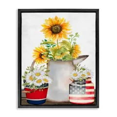 Stupell Industries Americana Flower Bouquets Floater Framed Art Black