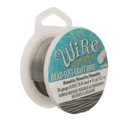 The Beadsmith&reg; Wire Elements&trade; 26 Gauge Tarnish Resistant Soft Temper Wire, 15yd. Hematite