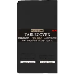 JAM Paper 108" Rectangular Plastic Lined Paper Table Cover Black