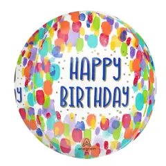 Orbz&reg; 16" Painterly Dots Birthday Balloon
