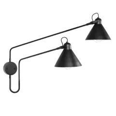 Hello Honey&reg; 5ft. Black Modern 2-Light Metal Articulating Wall Sconce