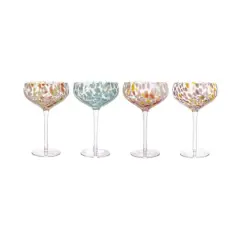 Hello Honey&reg; 7" Speckle Round Stemmed Champagne Coupe Glass Set