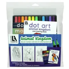 Leisure Arts&reg; Dot Art Markers Animal Kingdom Mini Coloring Book Set