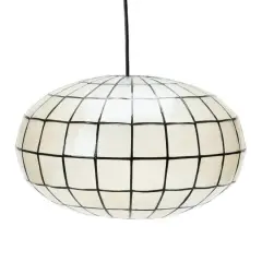 Hello Honey&reg; 16" White Capiz Seashell & Black Oblong Ceiling Light