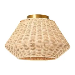 Hello Honey&reg; 13.8" Coastal Ceiling Lamp with Rattan Shade and Iron Base
