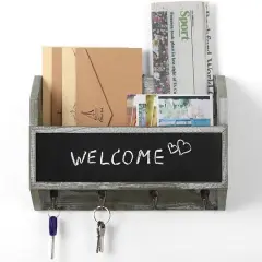 NEX&trade; Wall Mount Mail & Key Holder Organizer with Chalkboard Surface Rustic Gray-Green