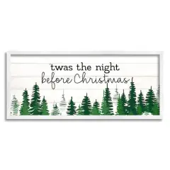 Stupell Industries Night Before Christmas Trees Framed Gicl&eacute;e Art Greena and White with White Frame