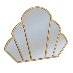Hello Honey&reg; 33" Antique Gold Finish Modern Scallop Shaped Metal Wall Mirror