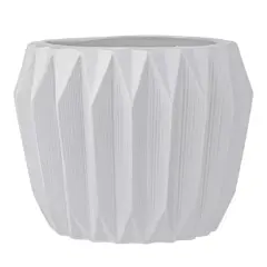 Hello Honey&reg; 6" White Fluted Stoneware Flower Pot