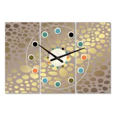 Designart 'Golden Marble Design Iii Oversized Mid-Century Modern Multipanel Wall Clock