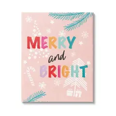 Stupell Industries Merry & Bright Pastel Phrase Canvas Wall Art