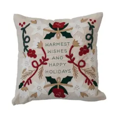 Hello Honey&reg; Warmest Wishes Square Cotton & Linen Pillow with Embroidery