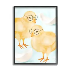 Stupell Industries Easter Chicks Hatched Eggs Yellow Birds Round Glasses Framed Giclee Art Black