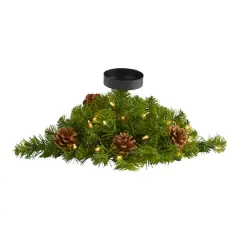 16&rdquo; Christmas Pine Candelabrum & Pinecones with Lights