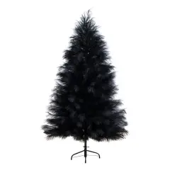 6ft. Artificial Halloween Black Pampas Grass Christmas Tree
