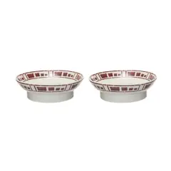Hello Honey&reg; 8.5" White & Rust Ceramic Footed Bowls, 2ct.