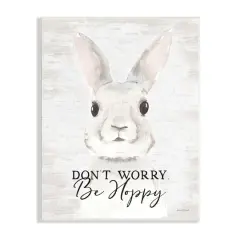 Stupell Industries Don't Worry Be Hoppy Easter Bunny Rabbit Pun Wall Plaque Art