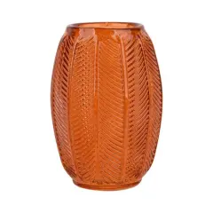 5" Vintage-Style Leaf-Textured Glass Candle Holder by Ashland&reg; Orange