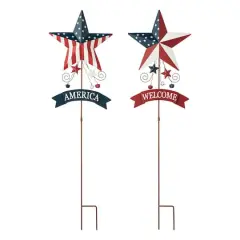 Glitzhome&reg; 42" Patriotic America Star Yard Stake Set