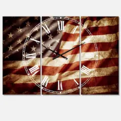 Designart American Flag Multipanel Wall Clock