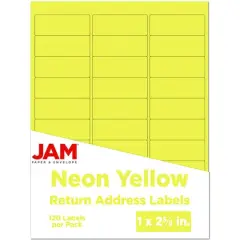 JAM Paper Standard Mailing Return Address Labels Neon Yellow