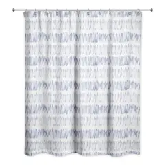 Hatch Lines Shower Curtain Blue and White