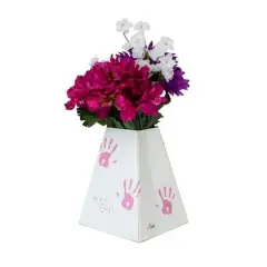 JAM Paper Pop-Up Vase Boxes, 3ct. Pink Handprints