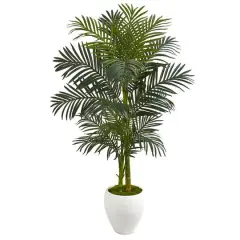 4.6ft. Golden Cane Artificial Palm Tree in White Planter