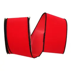 Reliant 2.5" x 10yd. Velvet Duro Domestic Wired Ribbon Hot Red/Black