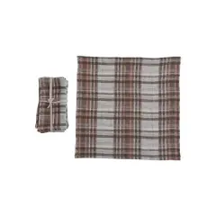 Hello Honey 18" Multicolor Plaid Woven Linen Napkins, 4ct.