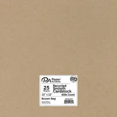 PA Paper&trade; Accents 12" x 12" 65lb. Recycled Cardstock Paper, 25 Sheets Brown Bag