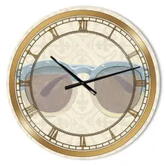 Designart 'Glam Cosmetics Blue Sun Glasses Glam Wall Clock