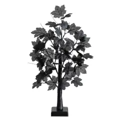 2ft. Pre-Lit Artificial Halloween Black Maple Tree with 24 Orange & Purple LED Lights