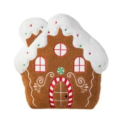 Glitzhome&reg; 17"H Christmas Gingerbread House Shaped Pillow