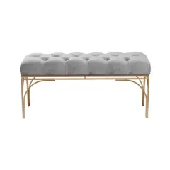 Grey Metal Glam Bench, 19" x 39" x 17"