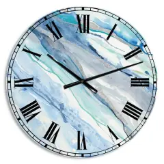 Designart Blue Silver Spring II Wall Clock