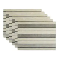 DII&reg; Black Farmhouse Stripe PVC Woven Placemats, 6ct.