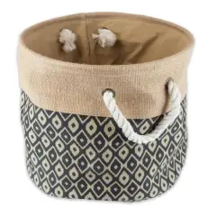 DII&reg; 15" Black Ikat Round Burlap Bin