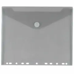 JAM Paper 9.75" x 13" Smokey Gray Plastic Hook & Loop Letter Booklet Envelopes, 12ct.