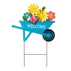 Glitzhome&reg; 30" Metal Spring Garden Cart Stake or Wall D&eacute;cor
