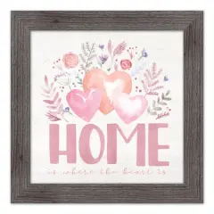 Home Where Heart Is Floral Western Gray Framed Print