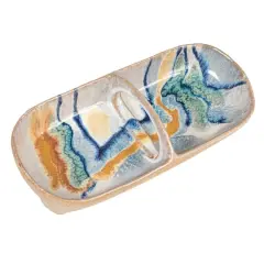 Hello Honey&reg; 11.5" Multicolor Abstract Line Stoneware Server