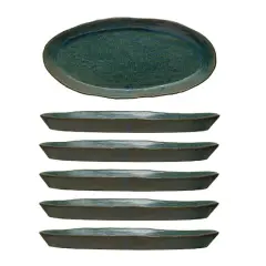 Hello Honey&reg; Matte Green Reactive Glaze Stoneware Plate Set