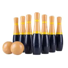 Toy Time Lawn Bowling & Skittle Ball Game Navy Blue